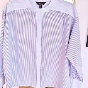Nicole Miller Blue and White Striped Shirt